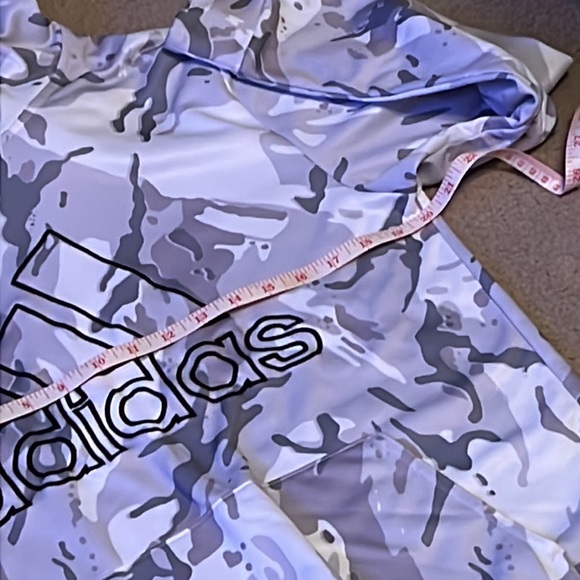 Adidas Gray and White Camo Tie Dye Graphic Logo Hooded Sweatshirt - Picture 6 of 6